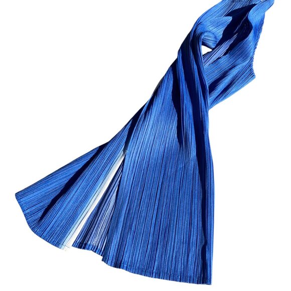 Vintage PLEATS PLEASE Issey Miyake Pleated Sleeveless Tank Shirt Top Blue Size M - Picture 6 of 8